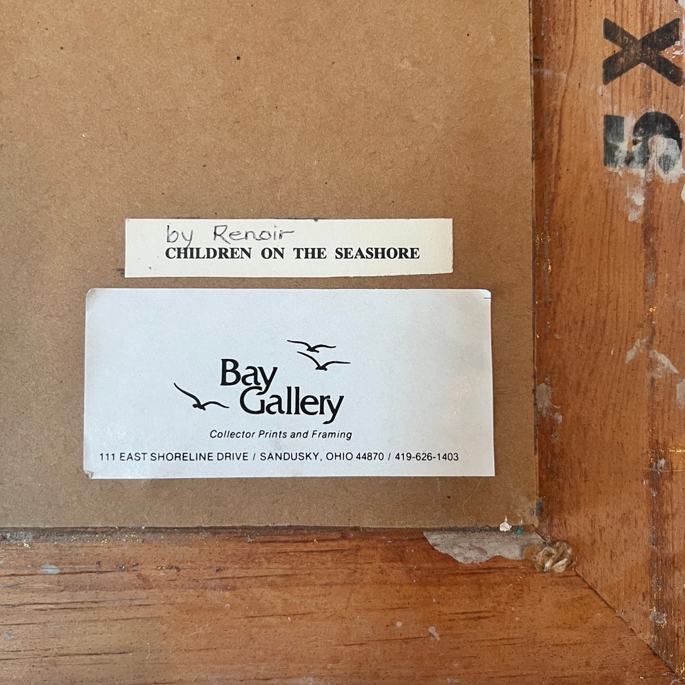 Vtg Renoir Children on the Seashore Framed Print Ornate Gold Frame Wall Art - Picture 12 of 12